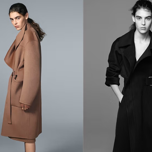 Jil Sander Uniqlo Collab Wool Cashmere Blend Wrap Coat, Tan, M - Picture 13 of 14